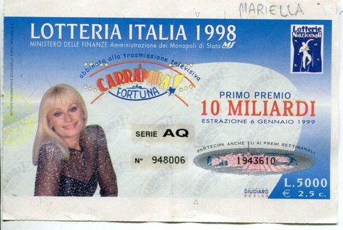 Biglietto lotteria italia 1998 - biglietto,