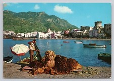 Cartolina Forio D'Ischia Panoramica Chiusura Napoli Italia Rete da Pesca