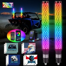 2 pezzi 2 piedi LED Fat Whip luce antenna a spirale RGB inseguimento con APP per Can-am UTV ATV
