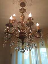 Lampadario dorato in bronzo e