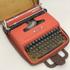 RARE MACCHINA OLIVETTI LETTERA 22 ROSA SALMONE SERIE 60s FUNZIONANTE CUSTODIA
