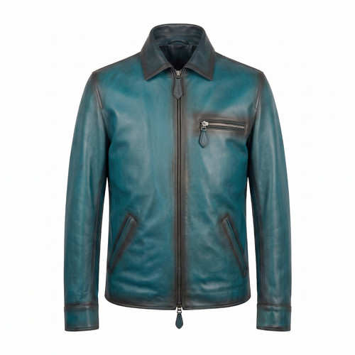 Giacca uomo pelle blu