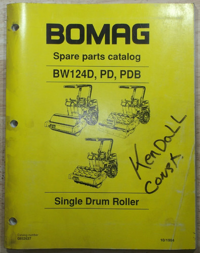 Bomag 0852637 manuale parti - manuale,