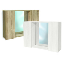 Specchiera bagno pensile 2 ante con ripiano specchio incluso Rovere o Bianco