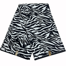 Tessuto africano nero bianco stampa zebrata Ankara Yards 100% cotone materiale da cucire