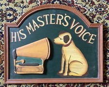 HIS MASTER VOICE plaque bois