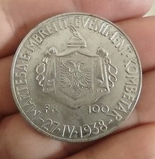 ALBANIA - AMET ZOGU I  100 FRANGA ARI 1938 ROMA RIPRODUZIONE DELLA MONETA IN ORO