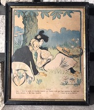 Lucien Métivet Litho Couleur Idylle Fin XIXème Ancien Cadre D’époque