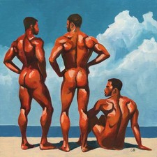 Opera d'arte originale dipinta a mano dipinto a olio uomo gay nudo maschile