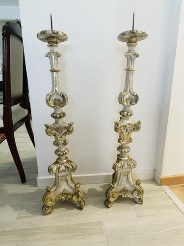 Coppia antichi candelieri - coppia,