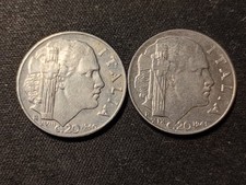 REGNO D'ITALIA - N. 2 MONETE DA 20 CENTESIMI MAGNETICA DEL 1940 E 1941