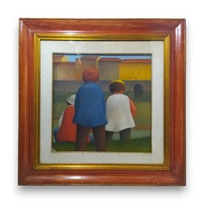 QUADRO PESCATORI SULL'ARNO - ROBERTO MASI OLIO SU TELA