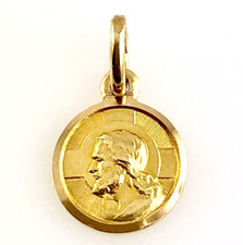 CIONDOLO ORO 18 KT MEDAGLIA GESU' PICCOLA MEDAGLIETTA SACRA VOTIVA PENDENTE