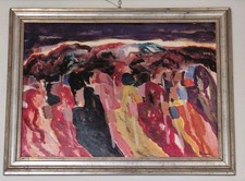 Saverio TERRUSO processione olio su tela Anni '80