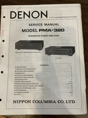 Denon pma 320 pma320 - pma-320, manuale