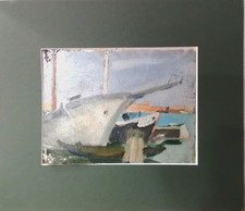 BERNARDINO PALAZZI, Piccolo Porto Venezia, olio su tela cm 20,5x15, 1944 cornice