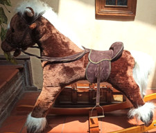  CAVALLO  A  DONDOLO   LEGNO   PELUCHE  HOMCON  ROCKING  HORSE TOY -PER  BAMBINI