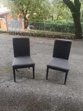 6 sedie sala da pranzo in legno e stoffa grigio scuro