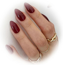 30 Pcs Unghie Finte Rosso-Marrone Press on Nails Corto Ovale Mandorle Finte Nail