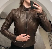Giacca in Vera Pelle donna effetto liscio Collo Coreana Lavorazione Artigianale
