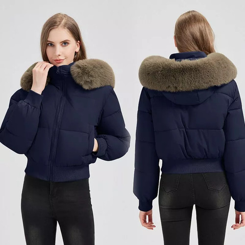 Piumino corto donna blu - piumino,