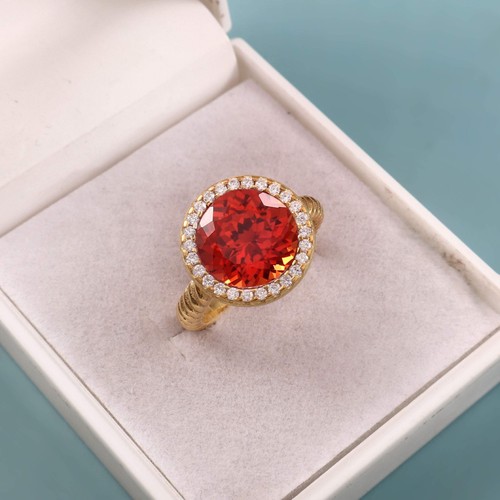 Anello halo zaffiro arancione - halo,