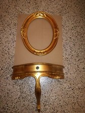  MENSOLA IN LEGNO CON CASSETTO FOGLIA ORO CON SPECCHIO H 40x51x24 