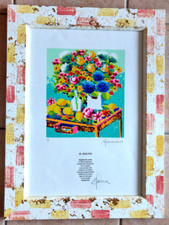 Litografia a colori fiori numerata firmata a mano Athos Faccincani in cornice