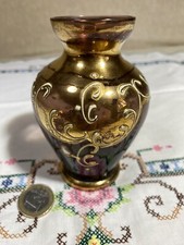 Vasetto con fiori dorato Vetro Murano 