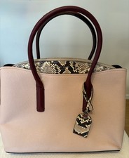 NEW KATE SPADE NY LARGE PINK SATCHEL MARGAUX EMBOSSED SNAKE LEATHER CLOTH CASE