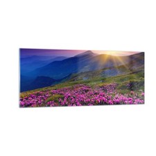 Quadro su Vetro 100x40cm Prato montagne paesaggio Stampe Immagini Moderni Murale