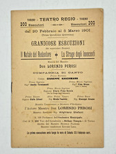 LORENZO PEROSI Grandiose esecuzioni Teatro Regio Torino 1901 Programma originale