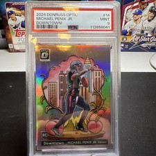 MICHAEL PENIX JR. 2024 DONRUSS OTTICA DOWNTOWN SP ROOKIE FALCONS RC PSA 9
