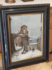 VINCENZO CANINO AUTENTICO 100% DIPINTO DEGLI ANNI 20 PAESAGGIO INNEVATO NATALE