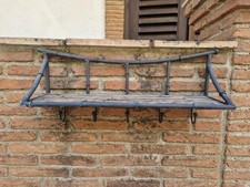 ETAGERE MENSOLA CON APPENDIABITI A 5 GANCI  IN FERRO E BAMBù