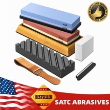 9PCS Affilacoltelli Acqua Pietra Doppia Whetstone Set 400 1000 3000 8000 Grana Nuovo