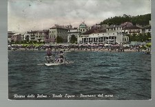 BELLA CARTOLINA  RIVIERA DELLE PALME FINALE LIGURE PERSONE SU MOSCONE PATTINO 