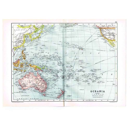 Mappa antica 1910 oceania - mappa,