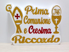SCRITTA POLISTIROLO PRIMA COMUNIONE e CRESIMA PERSONALIZZATA 40x30x5cm