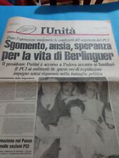 L'UNITA 8-6-1984 EDIZIONE STRAORDINARIA ANSIA SPERANZA PER LA VITA DI BERLINGUER