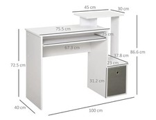 Bakaji 02837231 Scrivania Porta PC con Cassetto in Tessuto con Mensola - Bianco