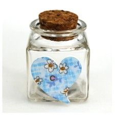 32445 Bomboniere Barattolo vetro Cuore Azzurro Nascita Bebè Confettata