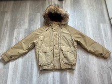Giacca parka vintage Woolrich coperta foderata uomo taglia M cappotto invernale cappuccio pelliccia coyote
