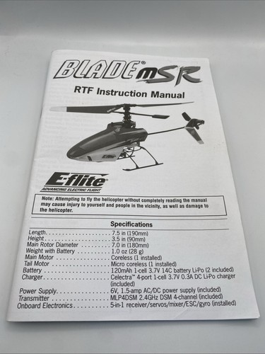 Manuale eflite blade msr bnf - blade,