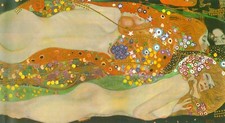 QUADRO STAMPA SU TELA CANVAS - klimt - serpenti d'acqua arredo classico moderno