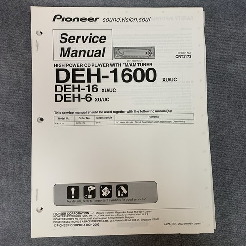 Pioneer deh 1600 - deh-16, e