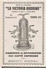 PUBBLICITA 1924 VICTORIA ARDUINO TORINO MACCHINA CAFFE' ESPRESSO BAR BREVETTI 