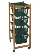 CARRELLO PORTA FRUTTA 4 PIANI LEGNO cm.37x30x85h. RUOTE  PORTAFRUTTA FER 327244
