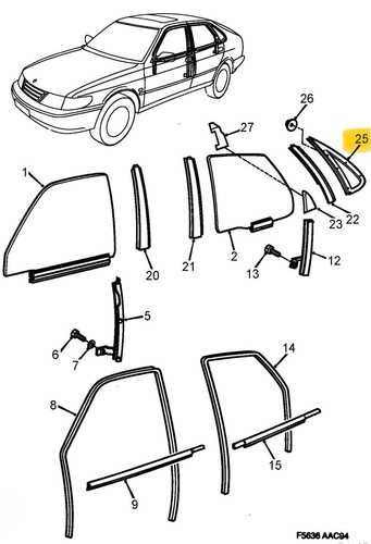 Saab 900ng vetro fisso - saab,