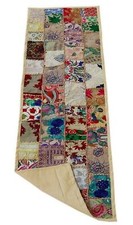 Runner da tavolo patchwork vintage fatto a mano decorativo ricamo bohemien ar...